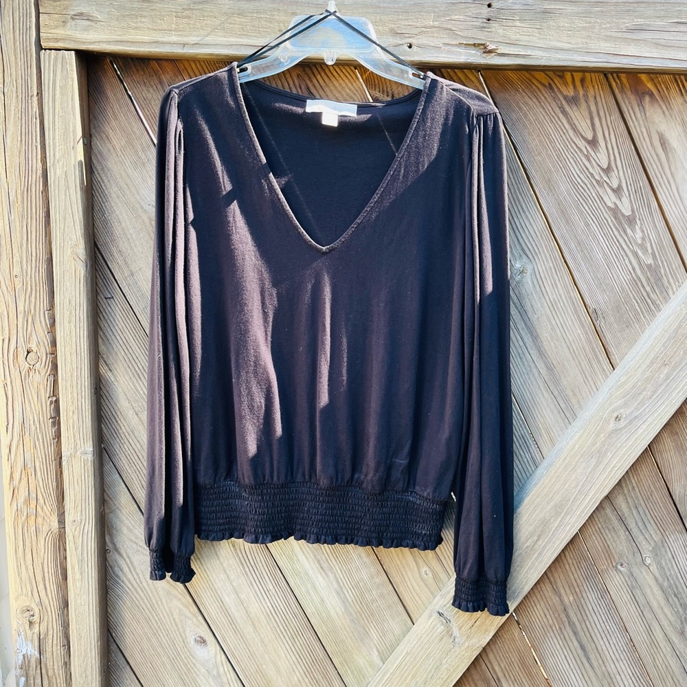 Michael Kors Black V-Neck Long Sleeve Tee